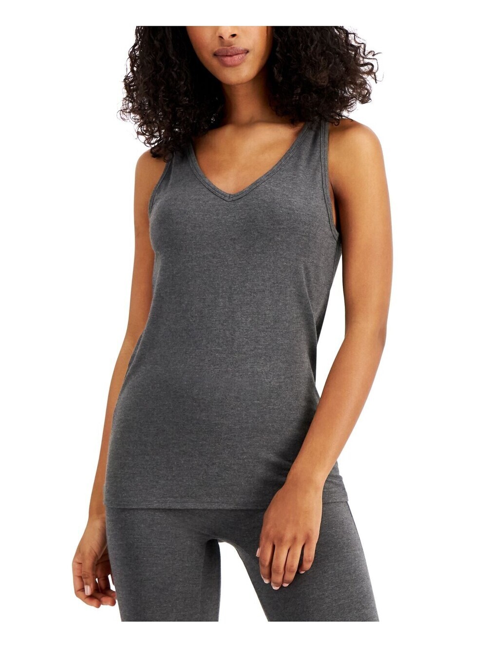 Alfani Womens Ultra Soft Modal Tank Top Heather Charcoal Size M
